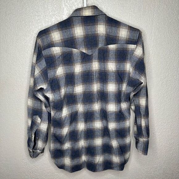 Vintage Pendleton 1970’s Western Wear Pearl Snap Virgin Wool Plaid Flannel Shirt - Picture 3 of 6